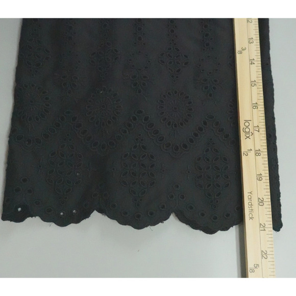 by Anthropologie Wide Leg Capri Pants 4 Black Eyelet Boho Chic Resort Travel - Picture 13 of 16